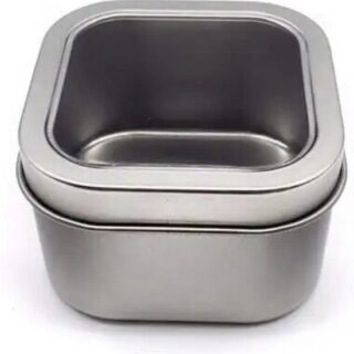 blikje met venster zilverkleurig