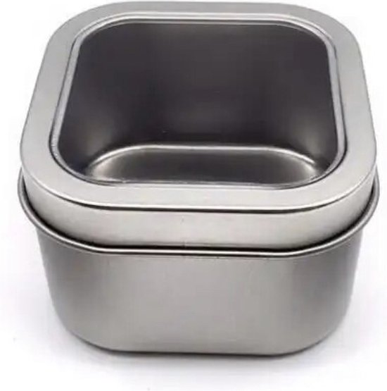 blikje met venster zilverkleurig